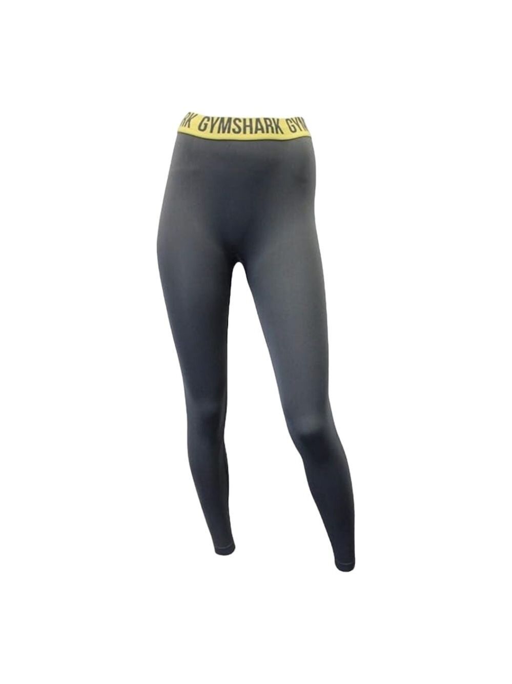 Gymshark Gray & Yellow Spellout Waist Fit Seamless leggings Size Small